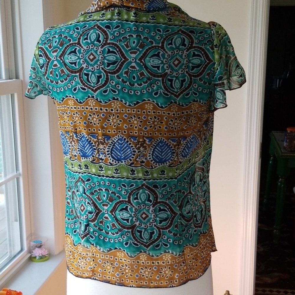 Sara Michelle Boho Print Jacket Over Tank Top. - Picture 6 of 9